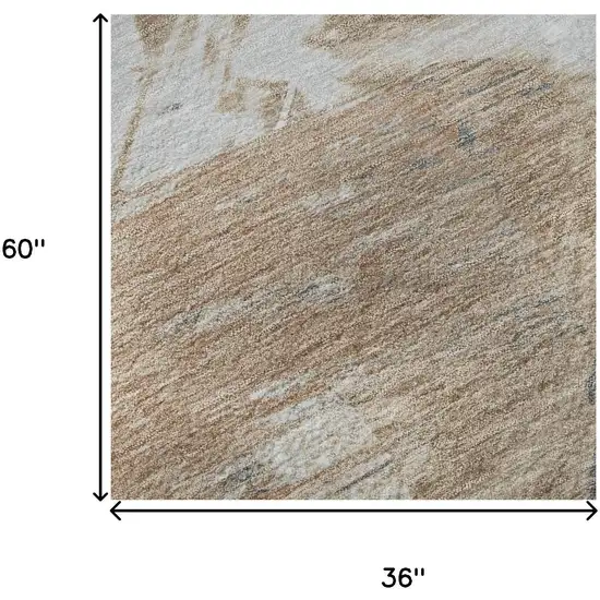 Rust Gray And Ivory Abstract Washable Area Rug With UV Protection Photo 8