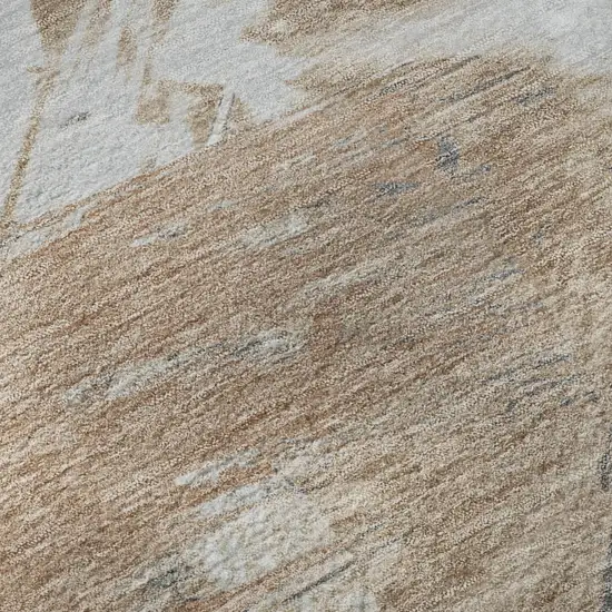 Rust Gray And Ivory Abstract Washable Area Rug With UV Protection Photo 1