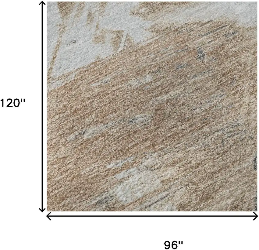 Rust Gray And Ivory Abstract Washable Area Rug With UV Protection Photo 8