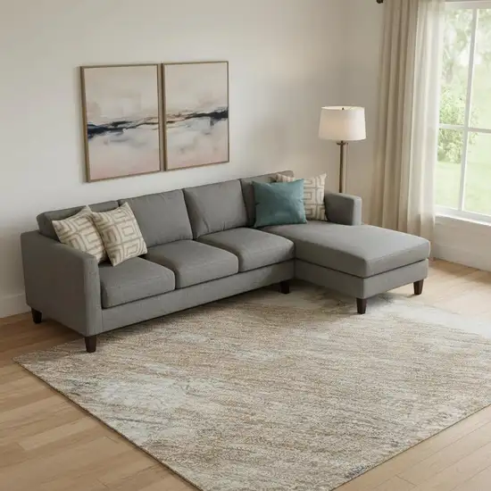 Rust Gray And Ivory Abstract Washable Area Rug With UV Protection Photo 2