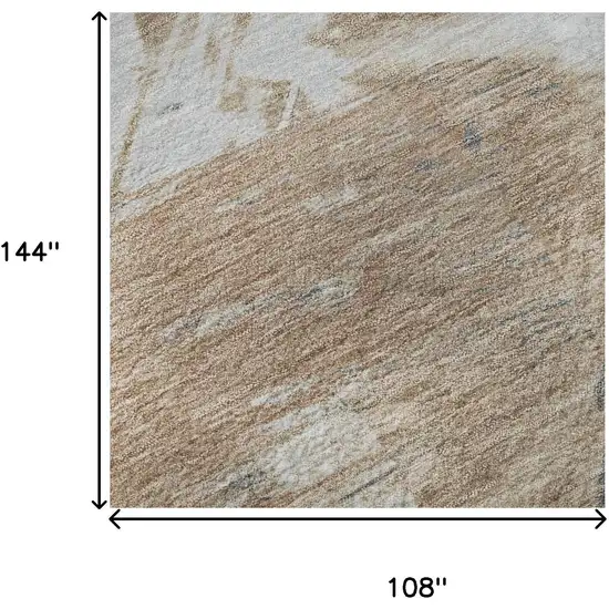 Rust Gray And Ivory Abstract Washable Area Rug With UV Protection Photo 8