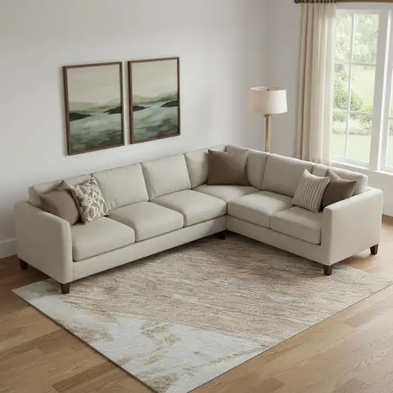 Rust Gray And Ivory Abstract Washable Area Rug With UV Protection Photo 2