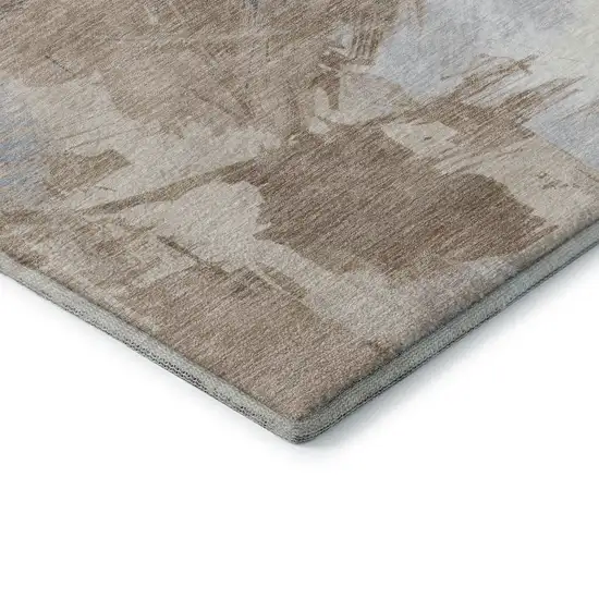 Rust Gray And Ivory Abstract Washable Area Rug With UV Protection Photo 7