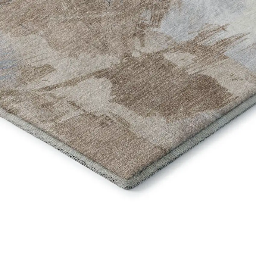 Rust Gray And Ivory Abstract Washable Area Rug With UV Protection Photo 7