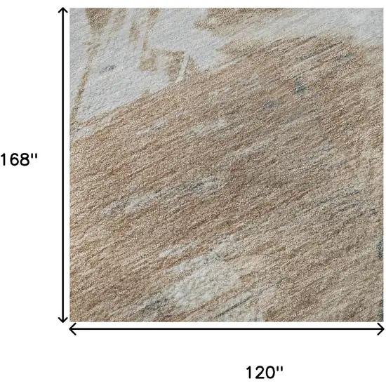 Rust Gray And Ivory Abstract Washable Area Rug With UV Protection Photo 9