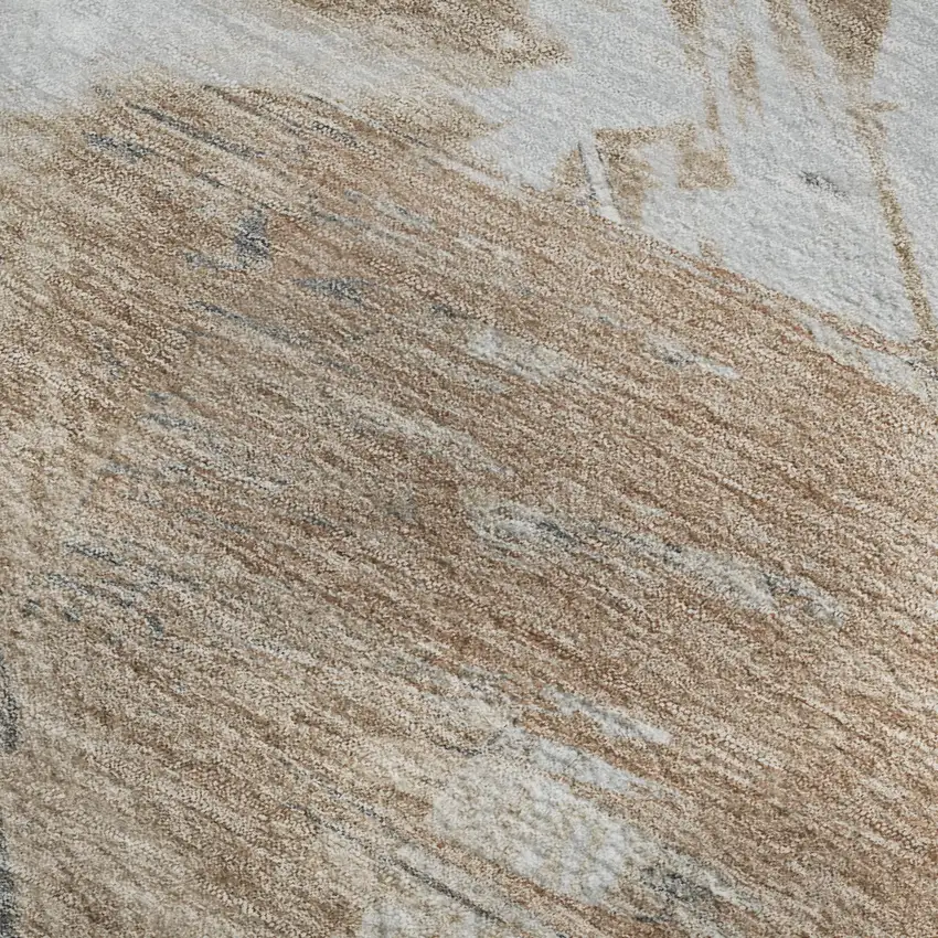 Rust Gray And Ivory Abstract Washable Area Rug With UV Protection Photo 2