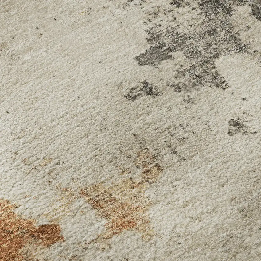 Rust Gray And Ivory Abstract Washable Area Rug With UV Protection Photo 9