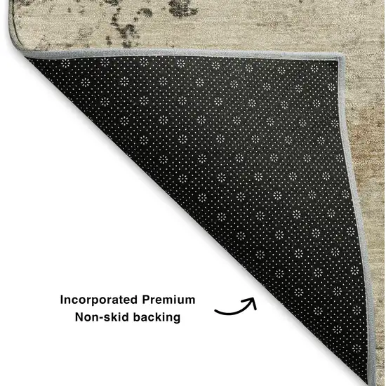 Rust Gray And Ivory Abstract Washable Area Rug With UV Protection Photo 6