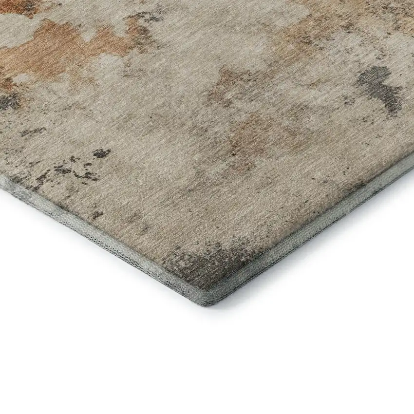 Rust Gray And Ivory Abstract Washable Area Rug With UV Protection Photo 7