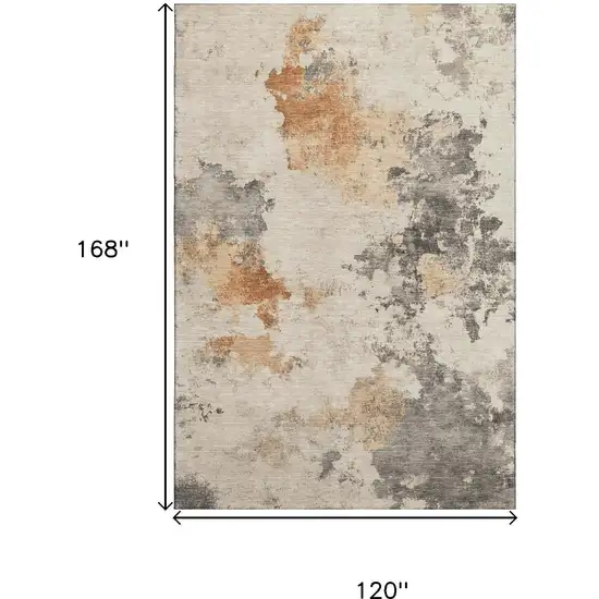 Rust Gray And Ivory Abstract Washable Area Rug With UV Protection Photo 8