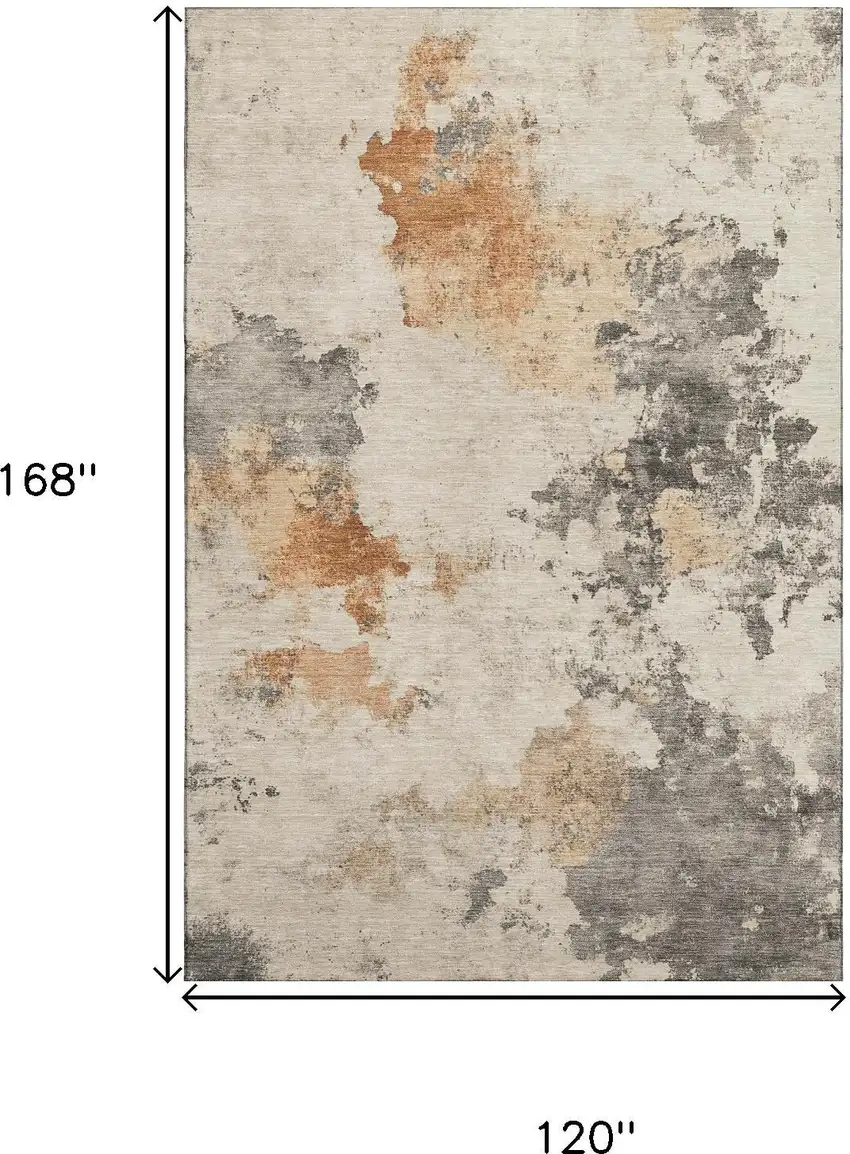 Rust Gray And Ivory Abstract Washable Area Rug With UV Protection Photo 8