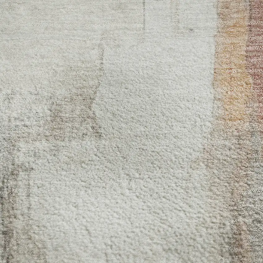 Rust Gray And Ivory Abstract Washable Area Rug With UV Protection Photo 3