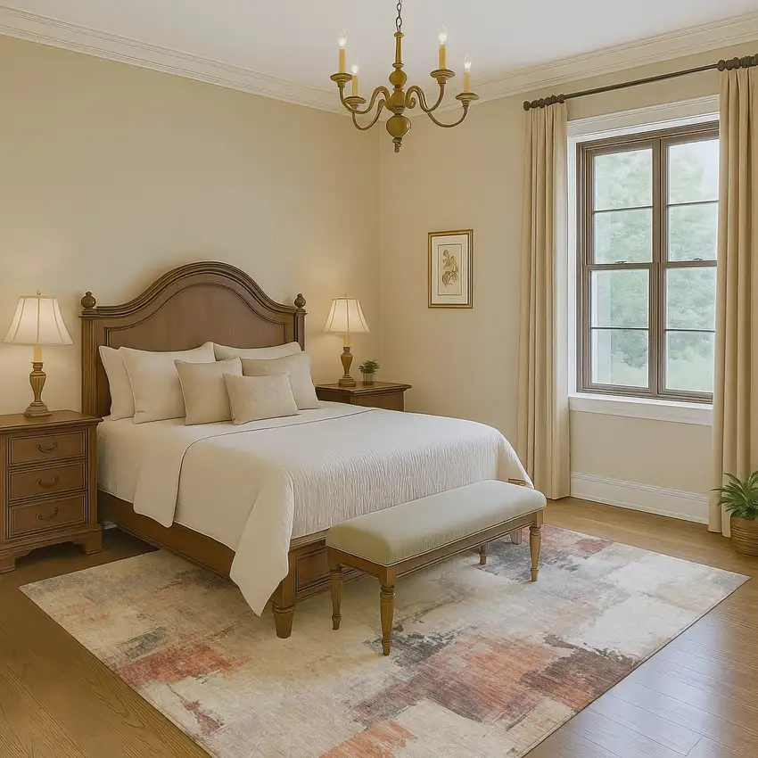 Rust Gray And Ivory Abstract Washable Area Rug With UV Protection Photo 5