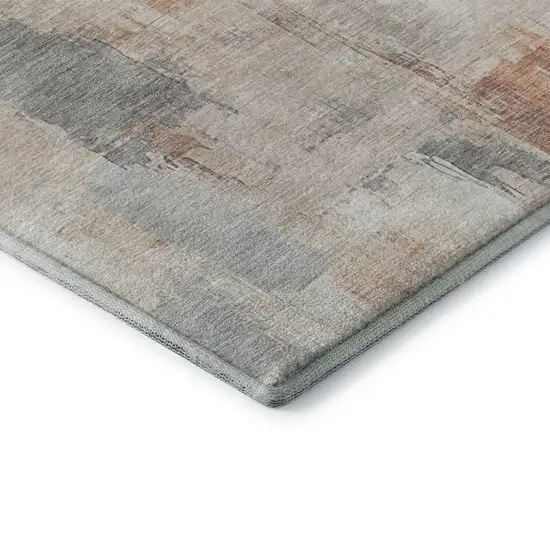 Rust Gray And Ivory Abstract Washable Area Rug With UV Protection Photo 7