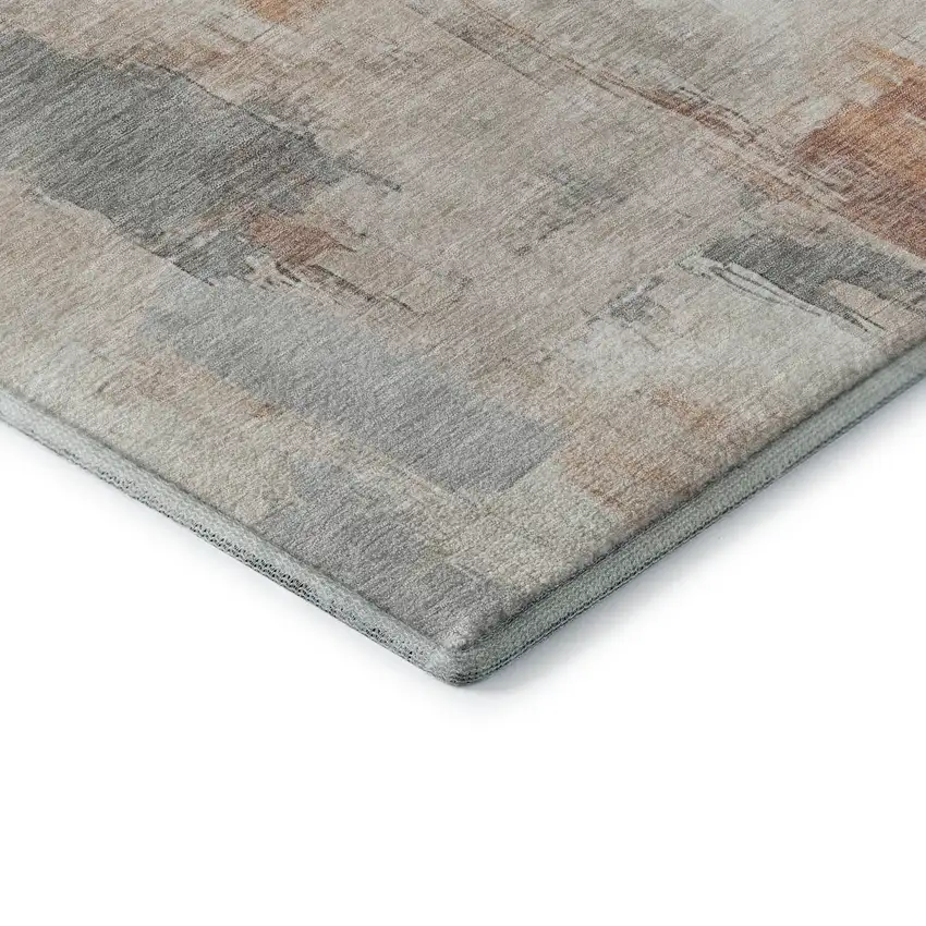 Rust Gray And Ivory Abstract Washable Area Rug With UV Protection Photo 7