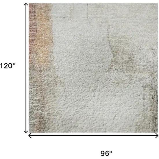 Rust Gray And Ivory Abstract Washable Area Rug With UV Protection Photo 9