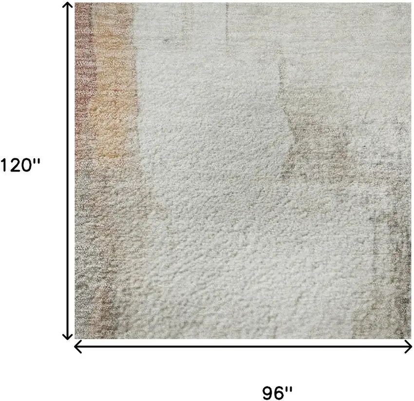 Rust Gray And Ivory Abstract Washable Area Rug With UV Protection Photo 9