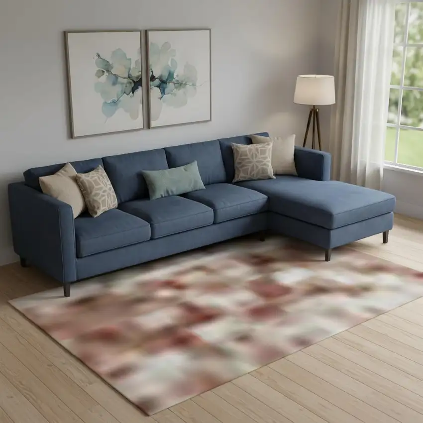 Rust Gray And Ivory Abstract Washable Area Rug With UV Protection Photo 2