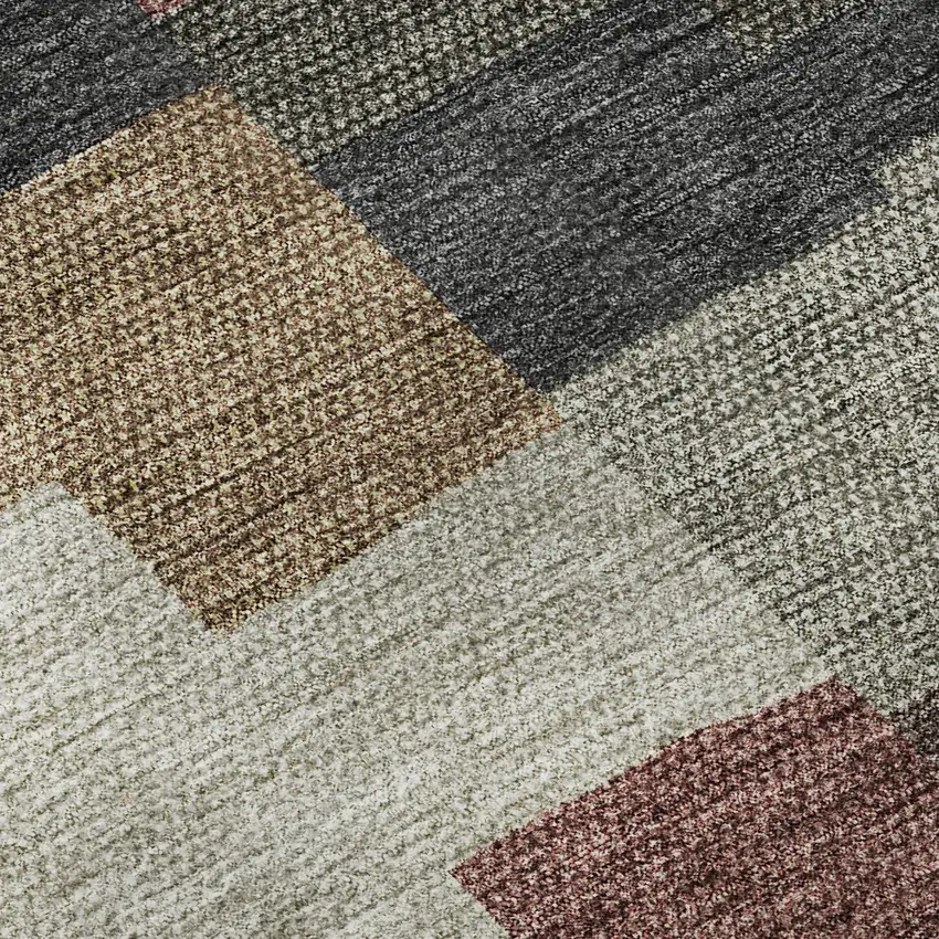 Rust Gray And Ivory Geometric Washable Area Rug With UV Protection Photo 9