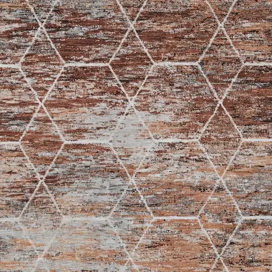 Rust Gray And Ivory Geometric Washable Indoor Outdoor Area Rug Photo 3