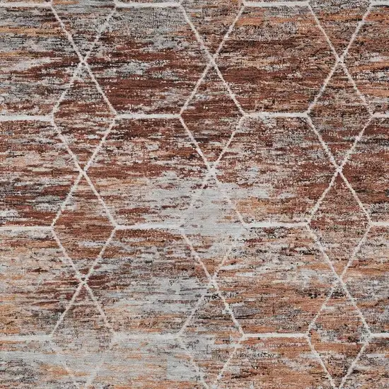 Rust Gray And Ivory Geometric Washable Indoor Outdoor Area Rug Photo 3
