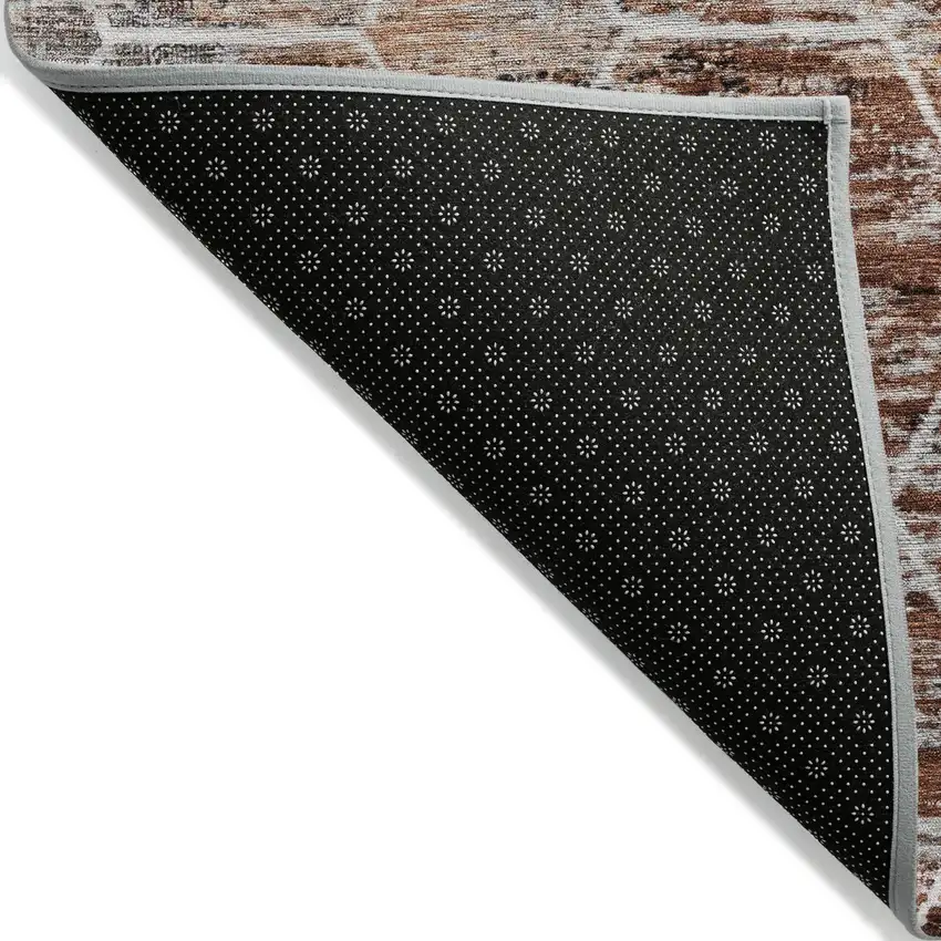 Rust Gray And Ivory Geometric Washable Indoor Outdoor Area Rug Photo 8