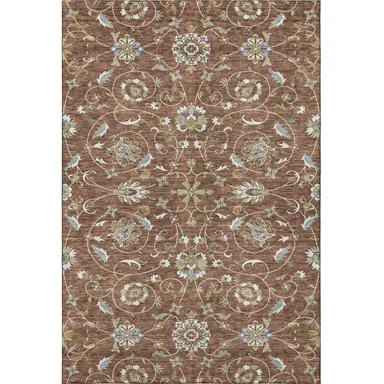 Rust Gray And Ivory Moroccan Washable Area Rug With UV Protection Photo 3
