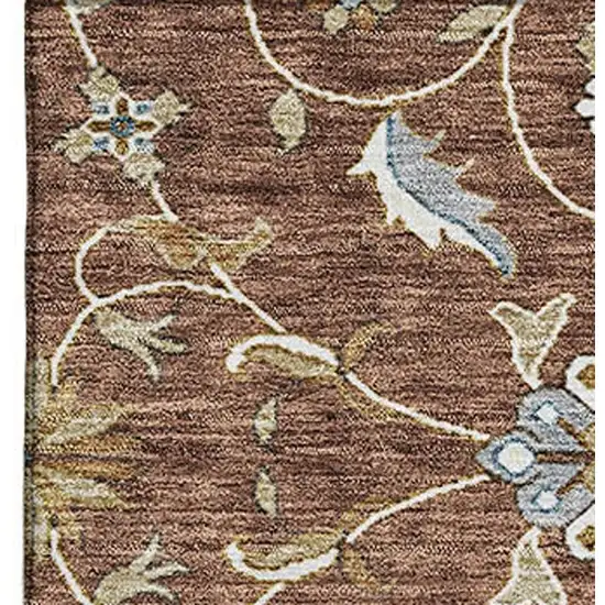 Rust Gray And Ivory Moroccan Washable Area Rug With UV Protection Photo 2