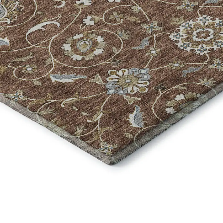 Rust Gray And Ivory Moroccan Washable Area Rug With UV Protection Photo 7