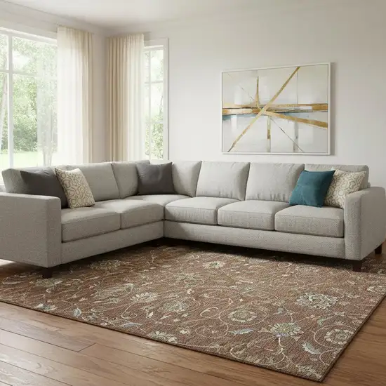 Rust Gray And Ivory Moroccan Washable Area Rug With UV Protection Photo 2