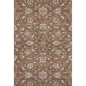 Photo of Rust Gray And Ivory Moroccan Washable Area Rug With UV Protection