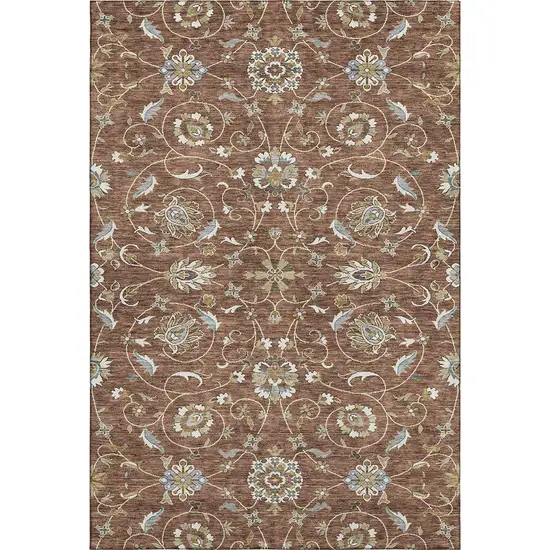 Rust Gray And Ivory Moroccan Washable Area Rug With UV Protection Photo 1