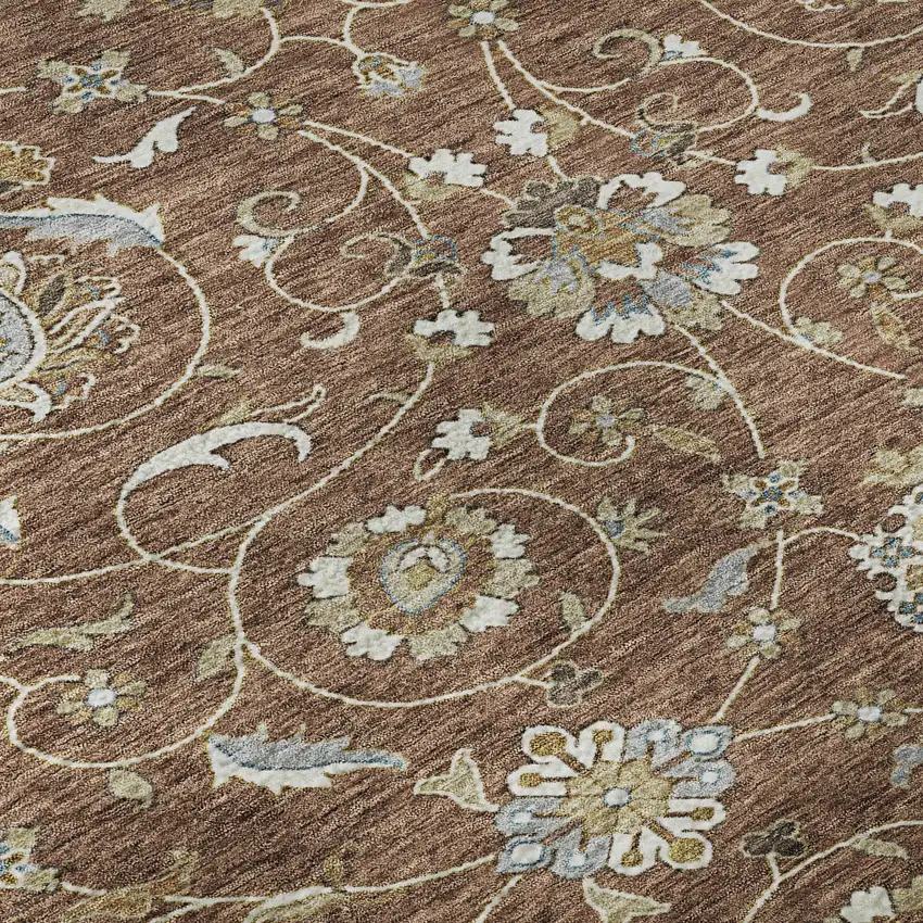 Rust Gray And Ivory Moroccan Washable Area Rug With UV Protection Photo 9