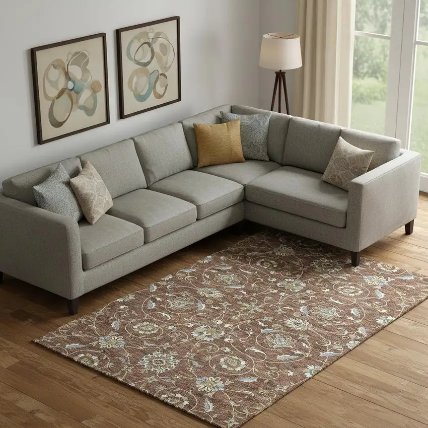 Rust Gray And Ivory Moroccan Washable Area Rug With UV Protection Photo 2