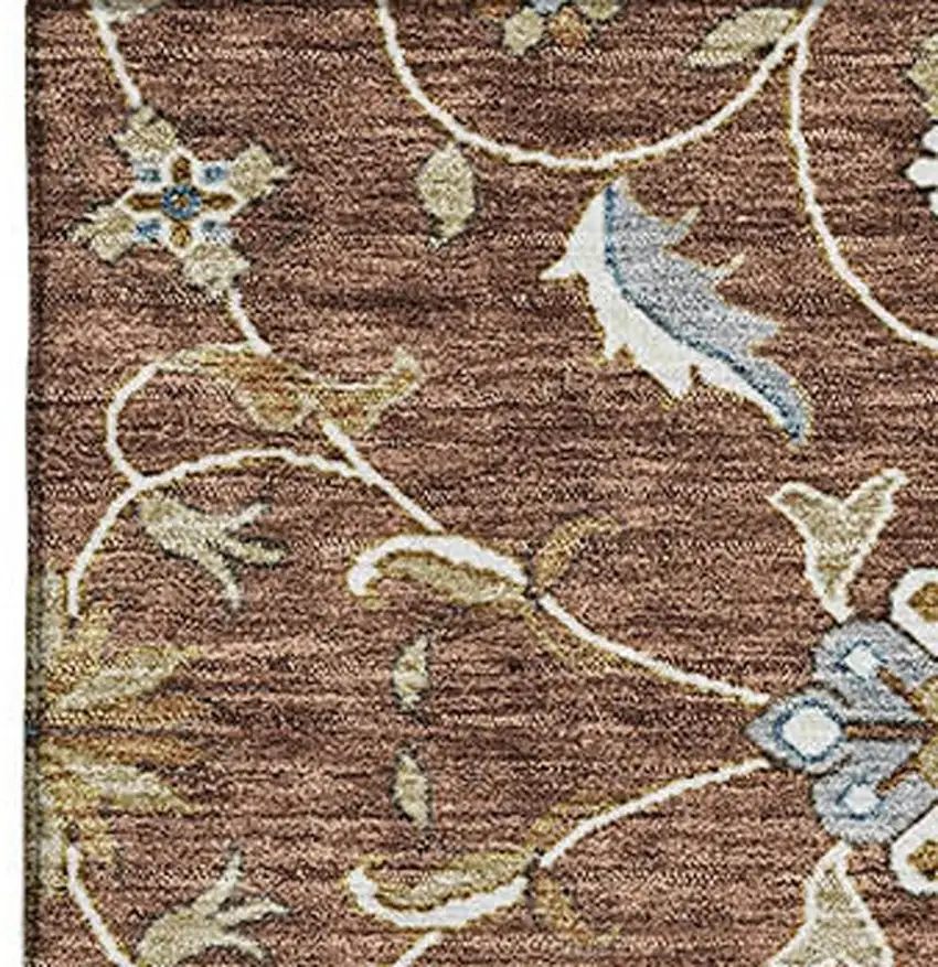 Rust Gray And Ivory Moroccan Washable Area Rug With UV Protection Photo 3