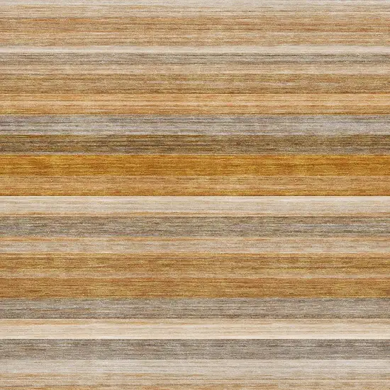 Rust Gray And Ivory Striped Washable Area Rug With UV Protection Photo 3