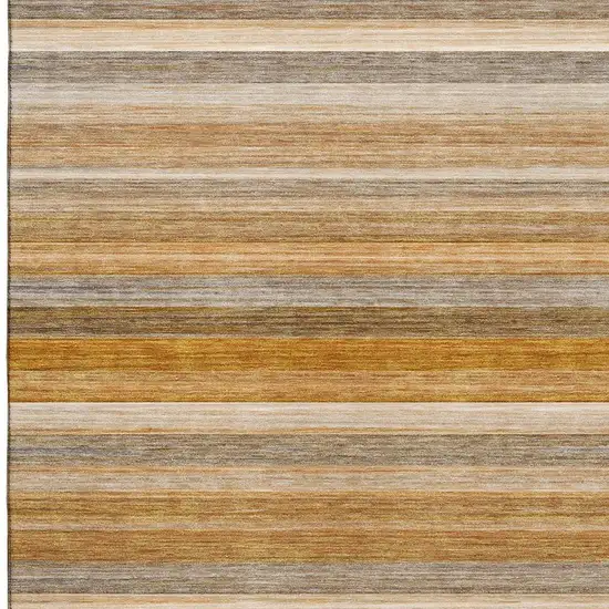 Rust Gray And Ivory Striped Washable Area Rug With UV Protection Photo 3