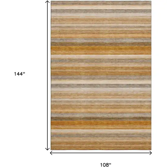 Rust Gray And Ivory Striped Washable Area Rug With UV Protection Photo 3