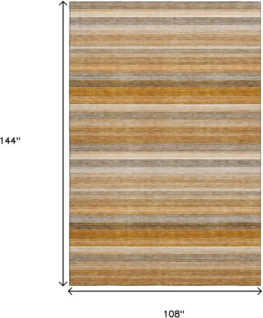 Rust Gray And Ivory Striped Washable Area Rug With UV Protection Photo 3