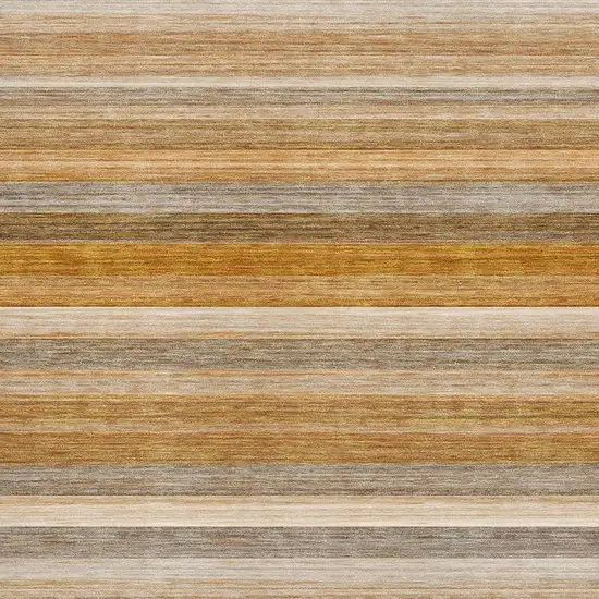 Rust Gray And Ivory Striped Washable Area Rug With UV Protection Photo 3