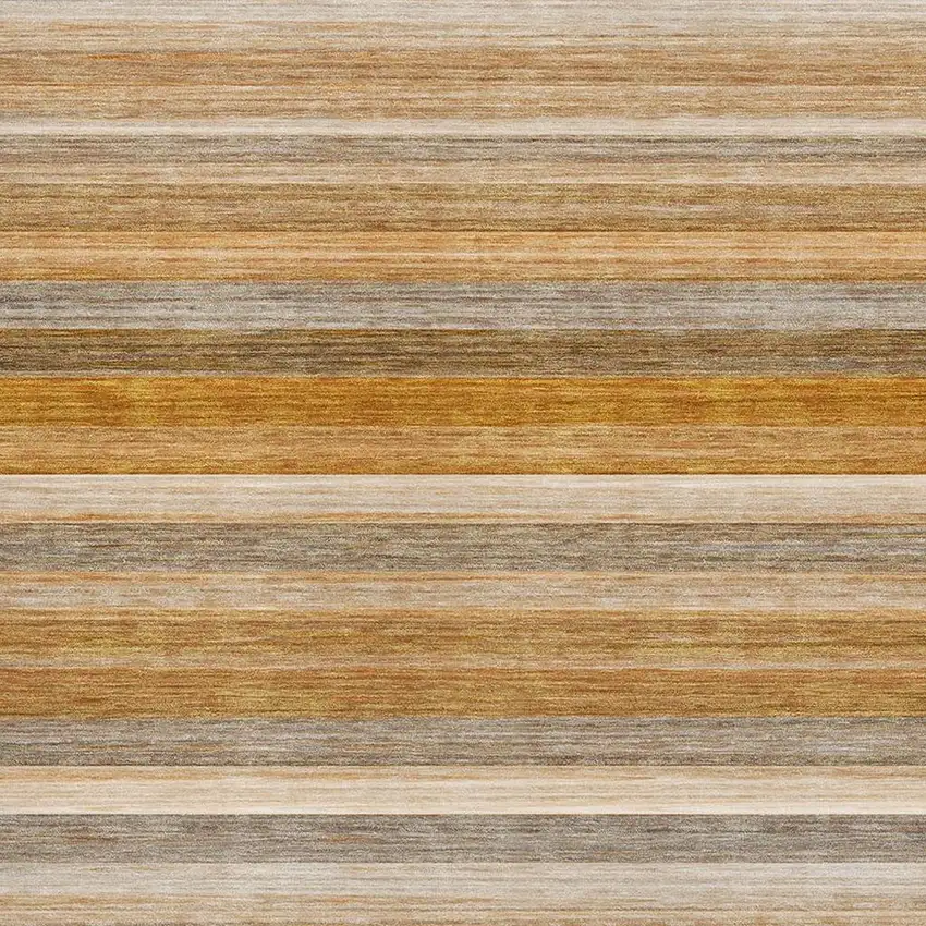 Rust Gray And Ivory Striped Washable Area Rug With UV Protection Photo 3