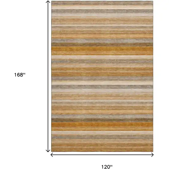 Rust Gray And Ivory Striped Washable Area Rug With UV Protection Photo 3