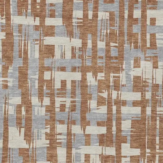 Rust Gray And Ivory Striped Washable Indoor Outdoor Area Rug Photo 4