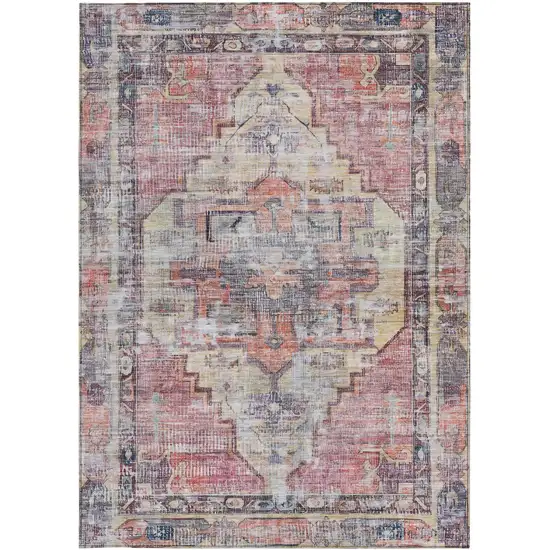 Rust Gray And Mauve Oriental Washable Indoor Outdoor Area Rug Photo 4