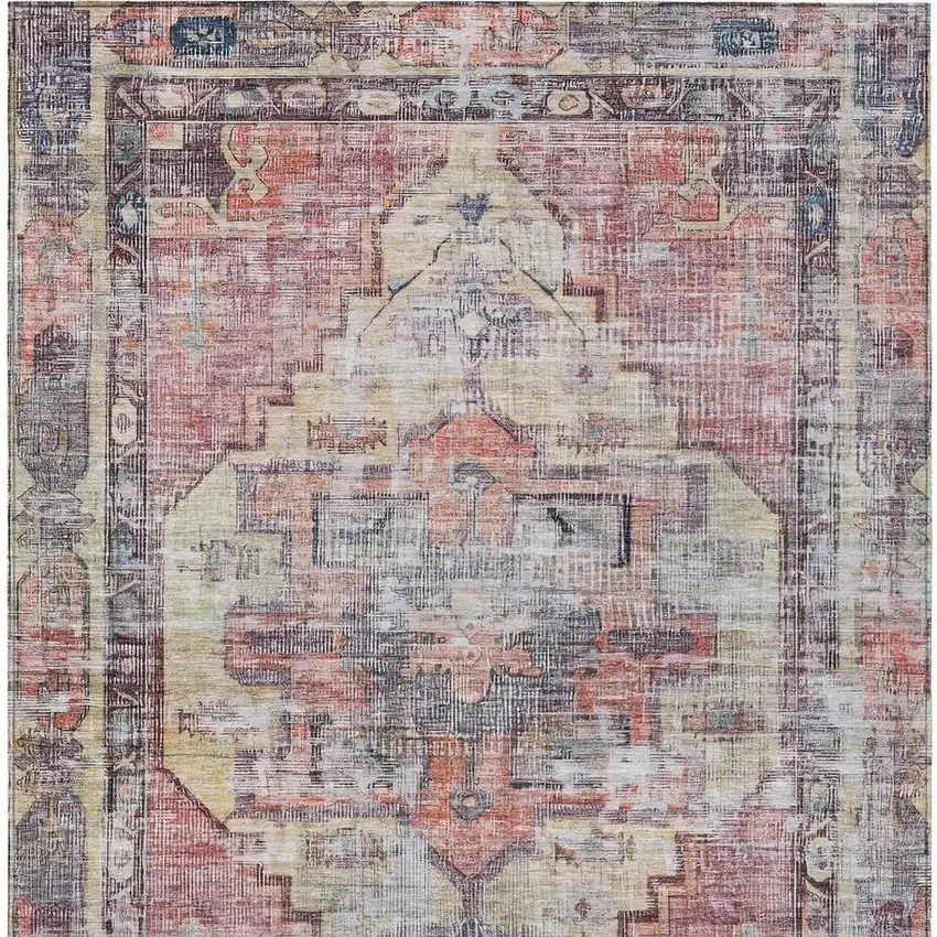 Rust Gray And Mauve Oriental Washable Indoor Outdoor Area Rug Photo 4