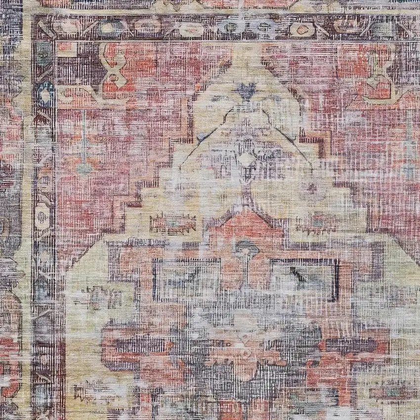 Rust Gray And Mauve Oriental Washable Indoor Outdoor Area Rug Photo 3