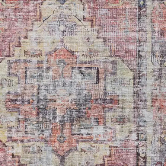 Rust Gray And Mauve Oriental Washable Indoor Outdoor Area Rug Photo 7