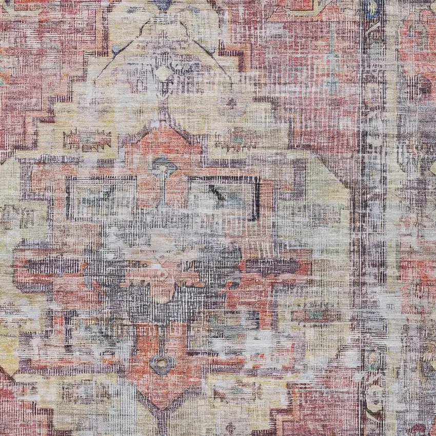 Rust Gray And Mauve Oriental Washable Indoor Outdoor Area Rug Photo 7