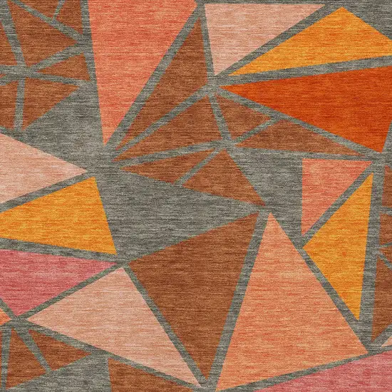 Rust Gray And Pink Geometric Washable Indoor Outdoor Area Rug Photo 7
