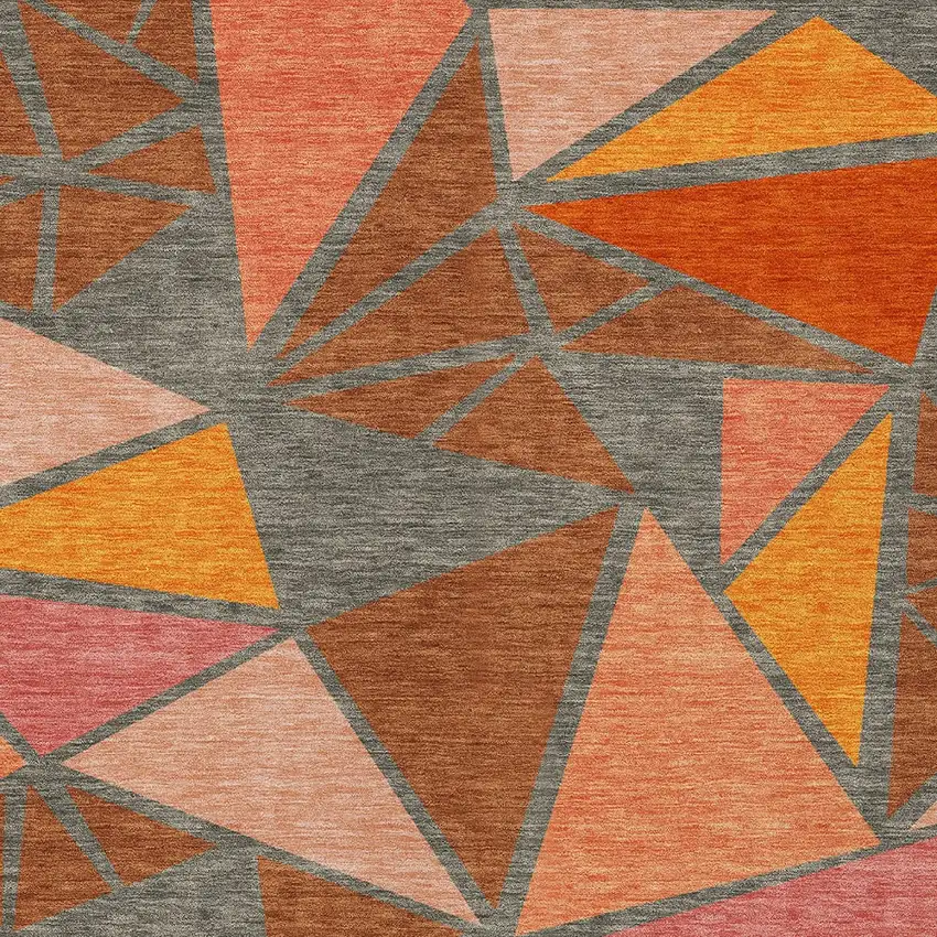 Rust Gray And Pink Geometric Washable Indoor Outdoor Area Rug Photo 7